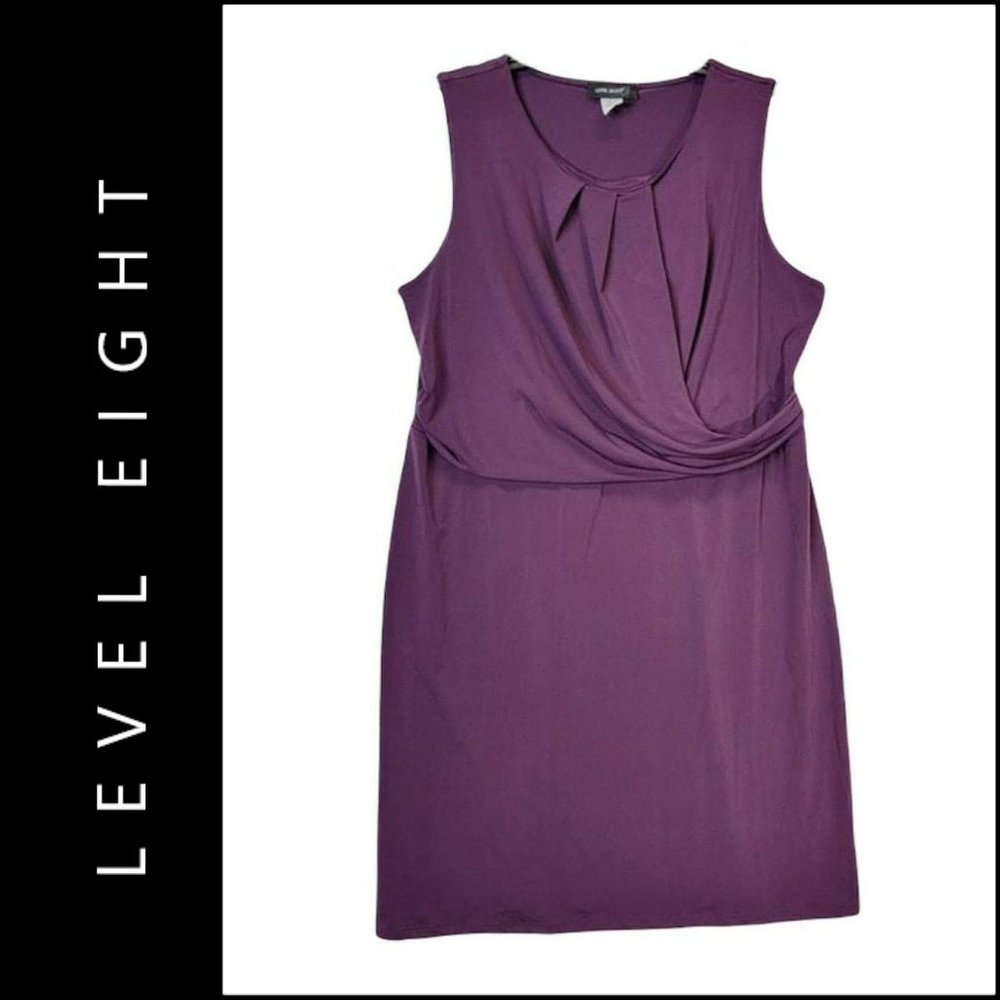 Level 8 Women Sleeveless Sheath Dress Size 2XL Maroon